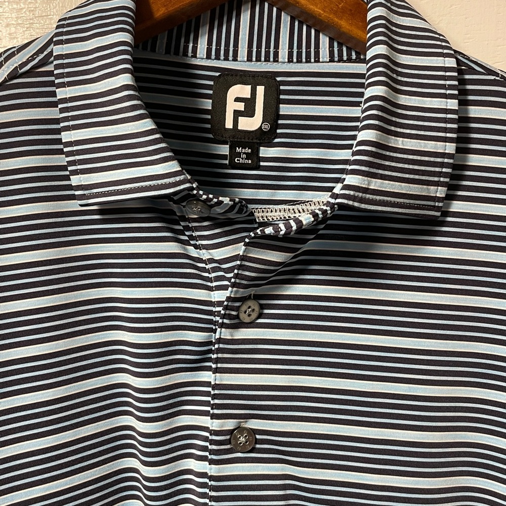 FootJoy Black and Light Blue Striped Golf Polo